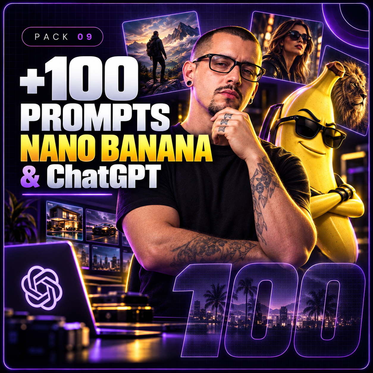 Capa de +100 Prompts para Nano Banana & ChatGPT