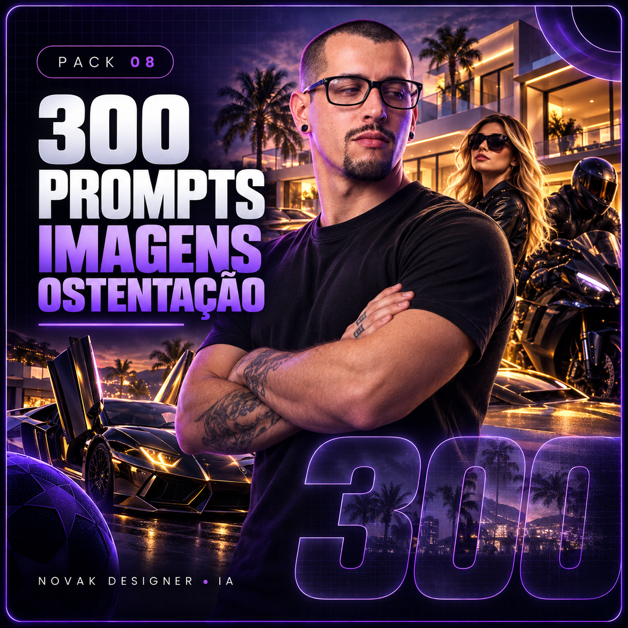 Capa de 300 Prompts Imagens Ostentação